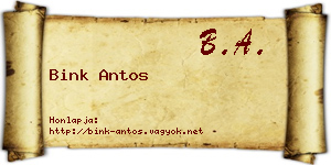Bink Antos névjegykártya